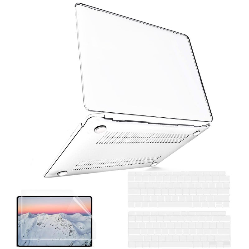 B BELK Compatible with MacBook Air 13 inch Case MacBook Air M1 Case 2021 2020 2019 2018 A2337 A2179 A1932 Touch ID  Plastic Laptop Hard Shell + 2 Keyboard Covers + Screen Protector  Clear - Image 1